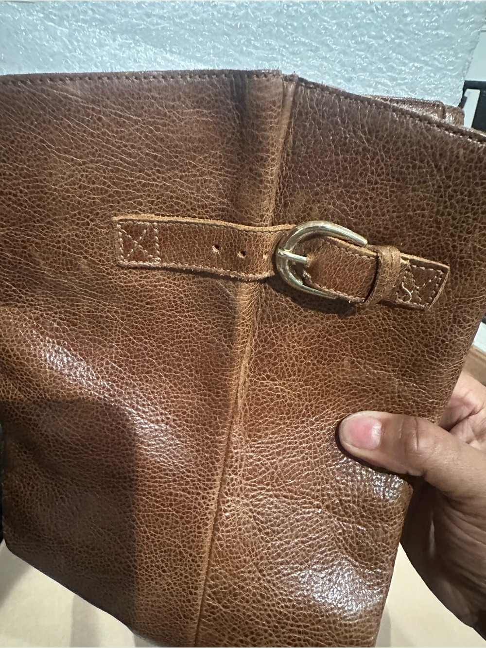 Steven By Steve Madden Brown distressed Leather Mid-Calf wedged Heeled Boot - Picture 5 of 8